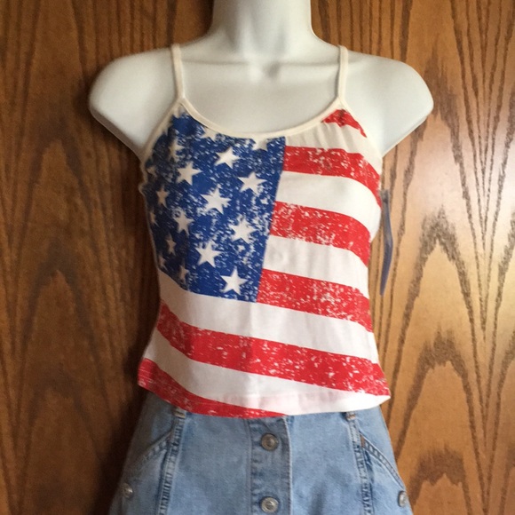 Elan Tops - FREEDOM Flag Camisole with silver sparkles USA 🇺🇸 4th of July PERFECT!!!